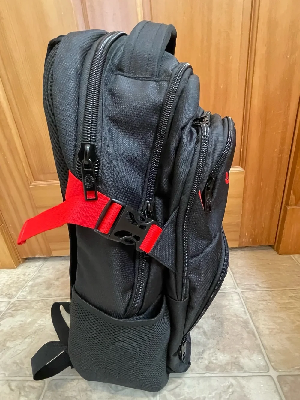 Black & Red Men's Backpack - Tech Organizer